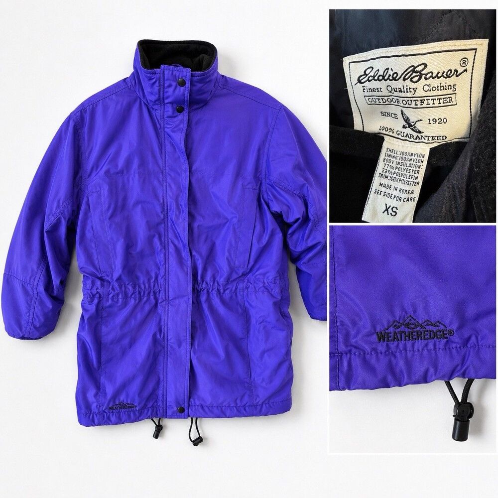 Vintage Eddie Bauer WeatherEdge Jacket Women Size XS Purple Thinsulate Insulated